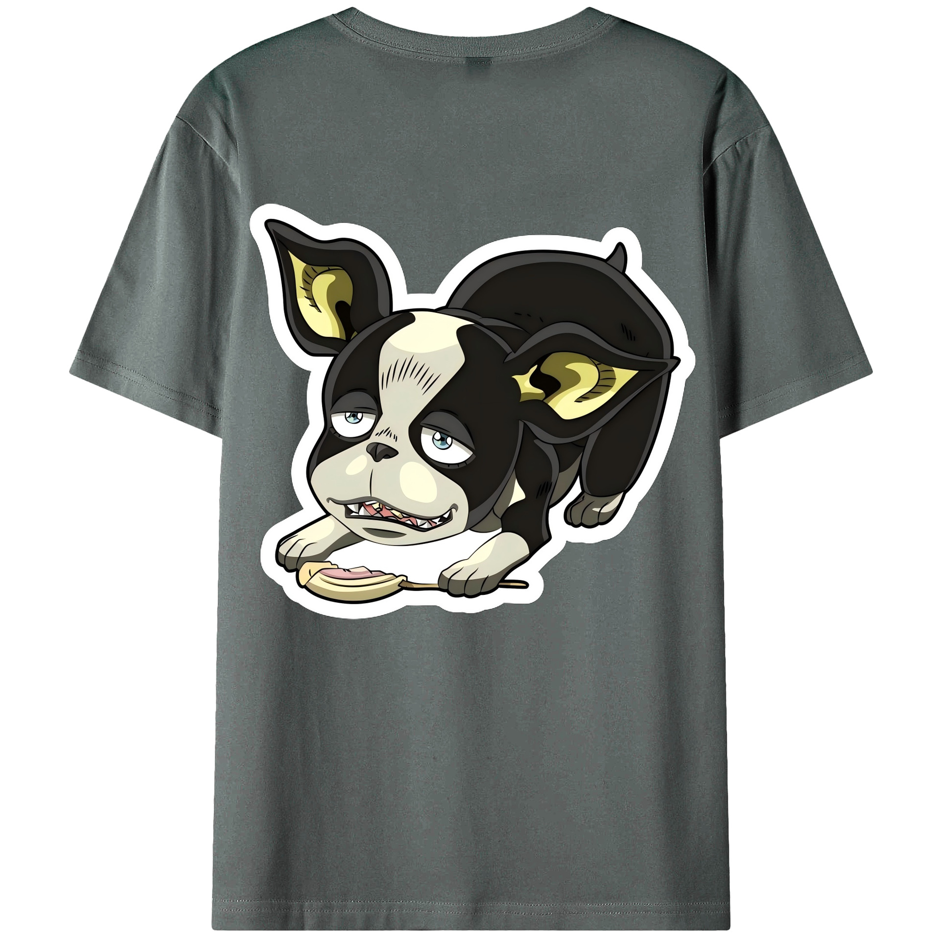 （画像用） ジョジョの奇妙な冒険 イギー JoJo's Bizarre Adventure Iggy 綿100％ メンズ半袖Tシャツ（バックプリント） 通気性